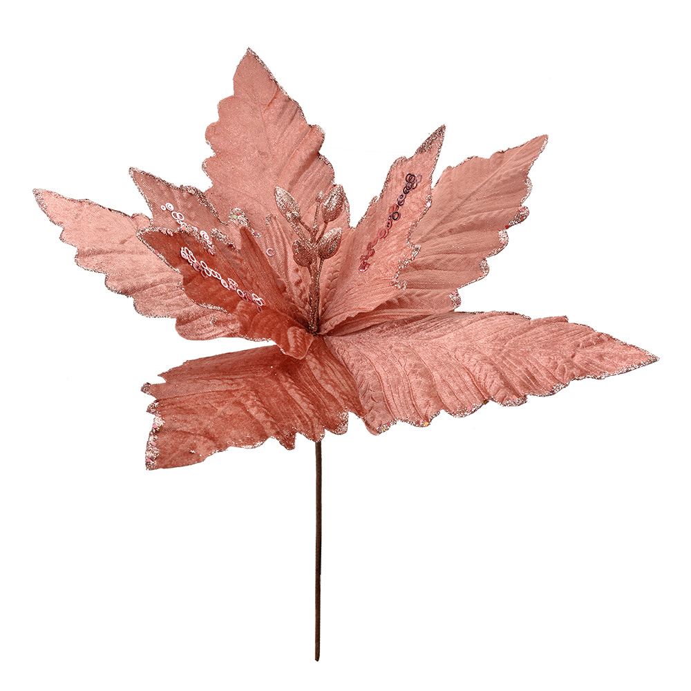 Clayre & Eef   | Kerstdecoratie Bloem Roze ø 46x52 cm | 66126