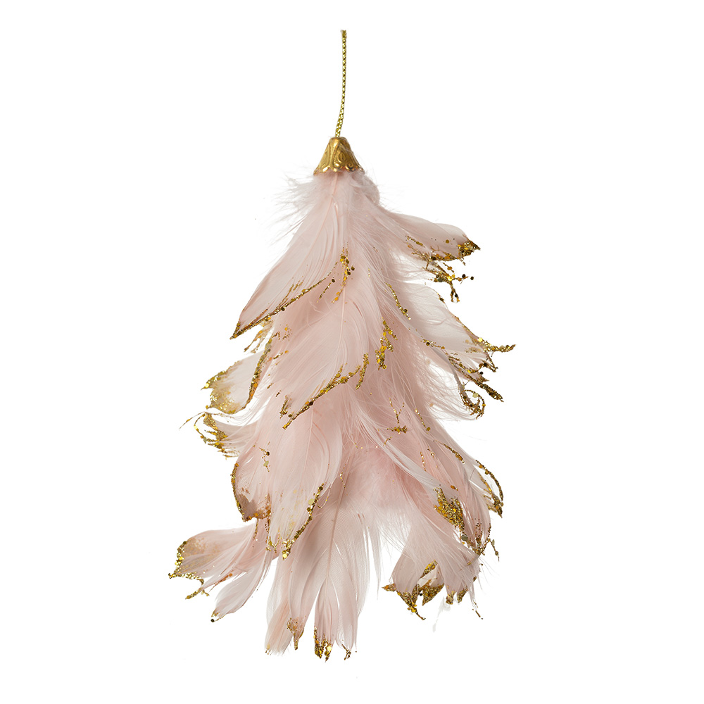 Clayre & Eef   | Decoratie hanger Bloem Roze Goudkleurig 11x7x14 cm | 66146P