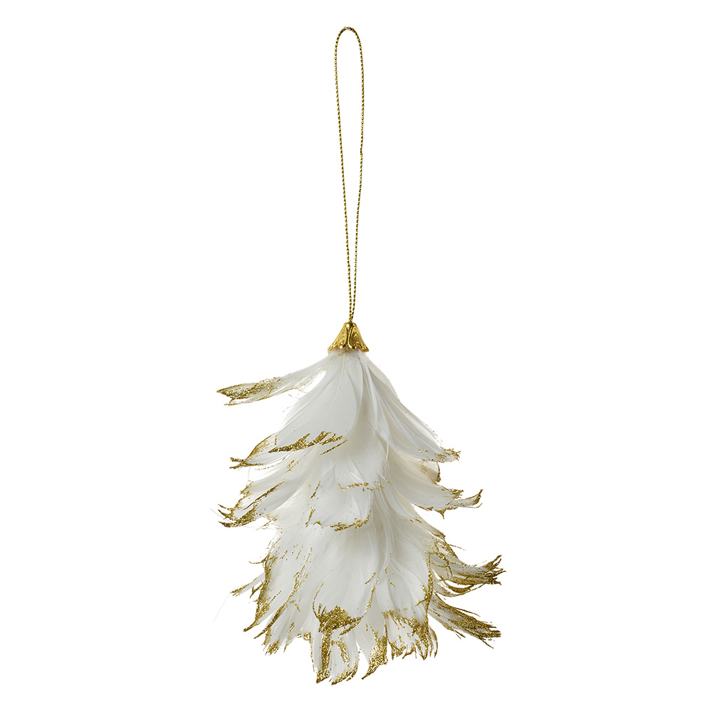 Clayre & Eef   | Decoratie hanger Bloem Wit Goudkleurig 11x7x14 cm | 66146W