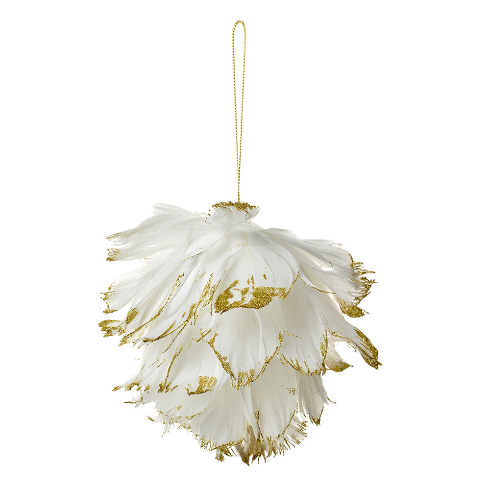 Clayre & Eef   | Decoratie hanger Bloem Wit Goudkleurig 12x12x12 cm | 66148