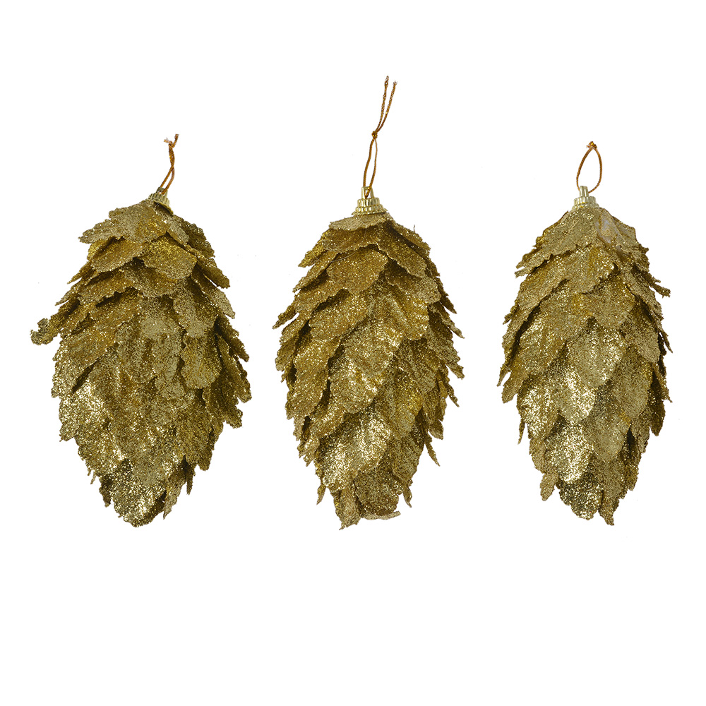 Clayre & Eef   | Kerstdecoratie Bloem (set 3) Goudkleurig ø 7x13 cm | 66173GO