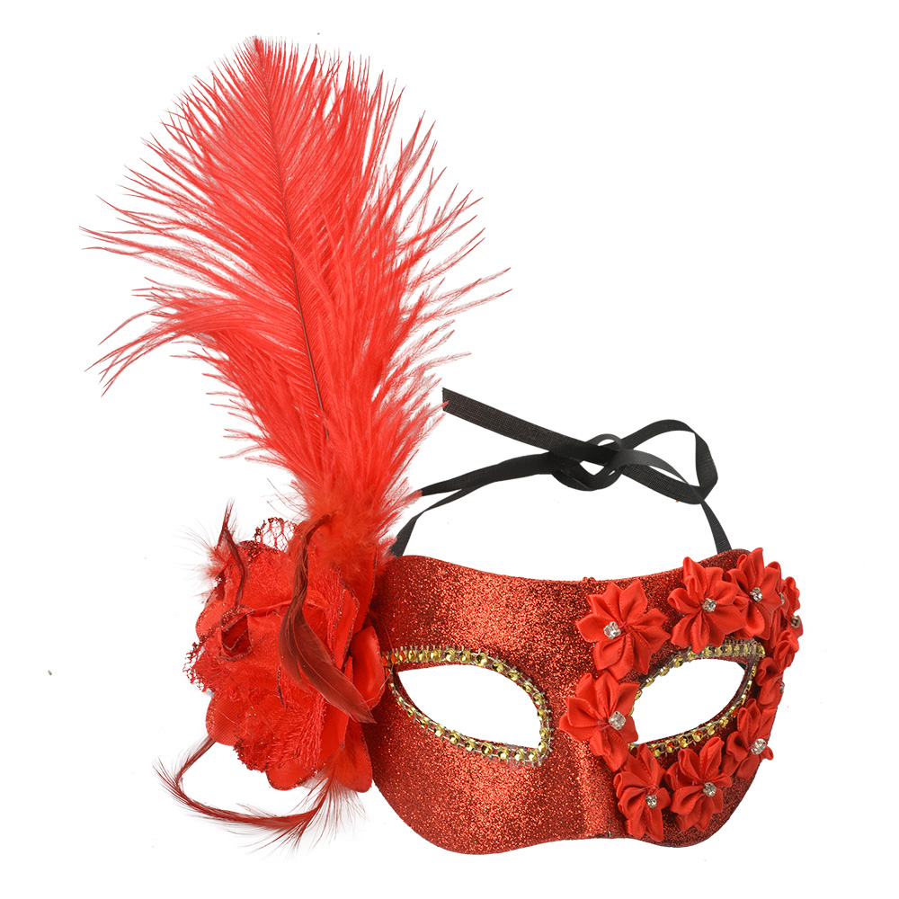 Clayre & Eef   | Masker Rood Goudkleurig 23x10x22 cm | 66188