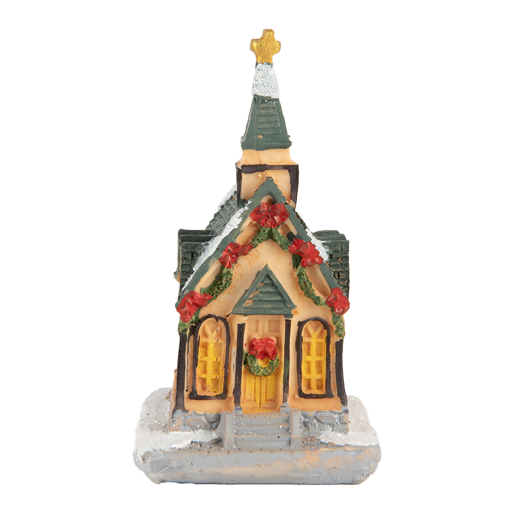 Clayre & Eef   | Decoratie Huisje met LED Oranje Groen 6x5x9 cm | 6PR5736