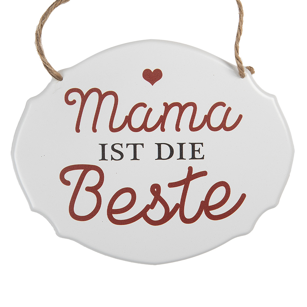 Clayre & Eef   | Tekstbord Wit Rot 18x1x15 cm | 6Y5687