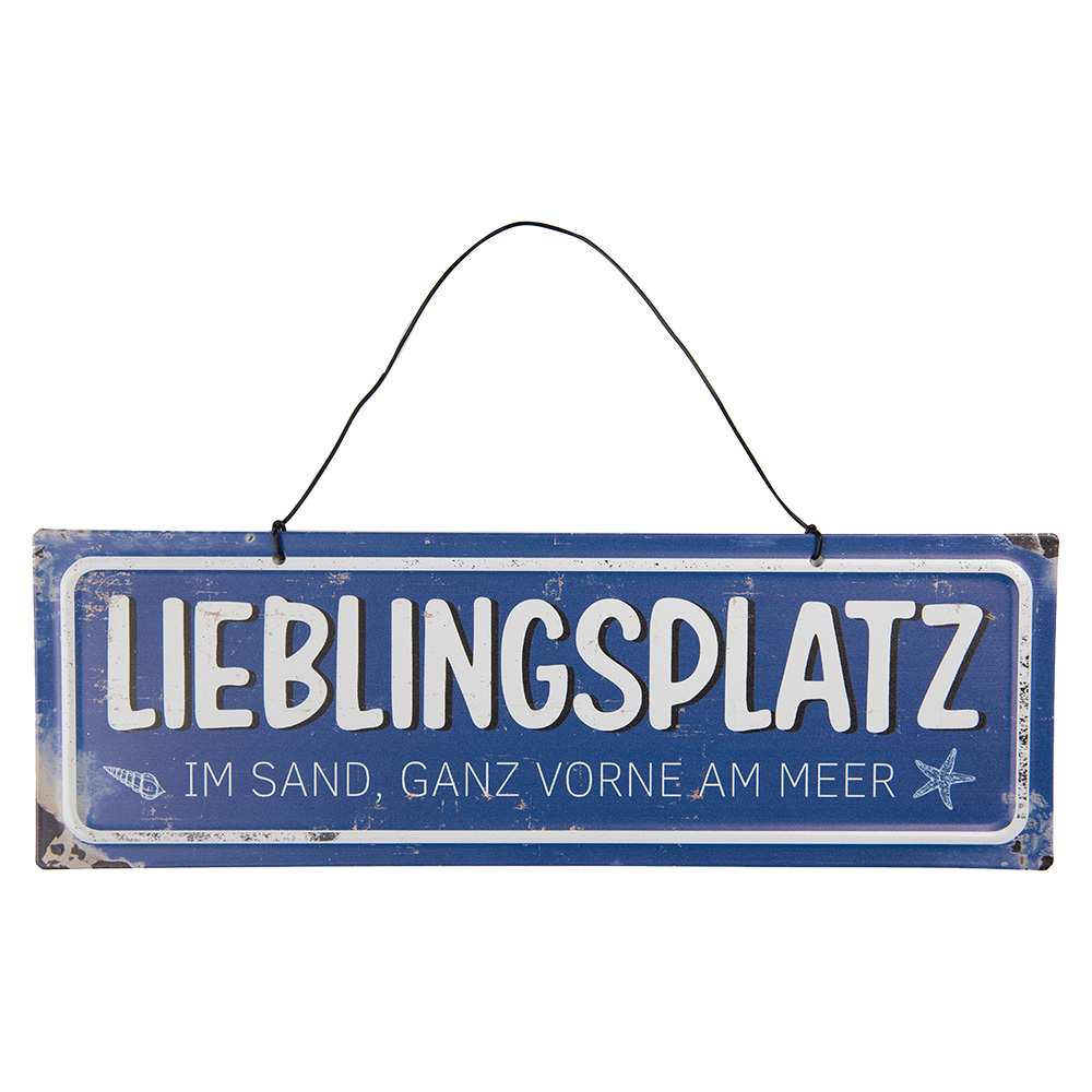 Clayre & Eef   | Tekstbord Blauw Wit 30x1x10 cm | 6Y5690