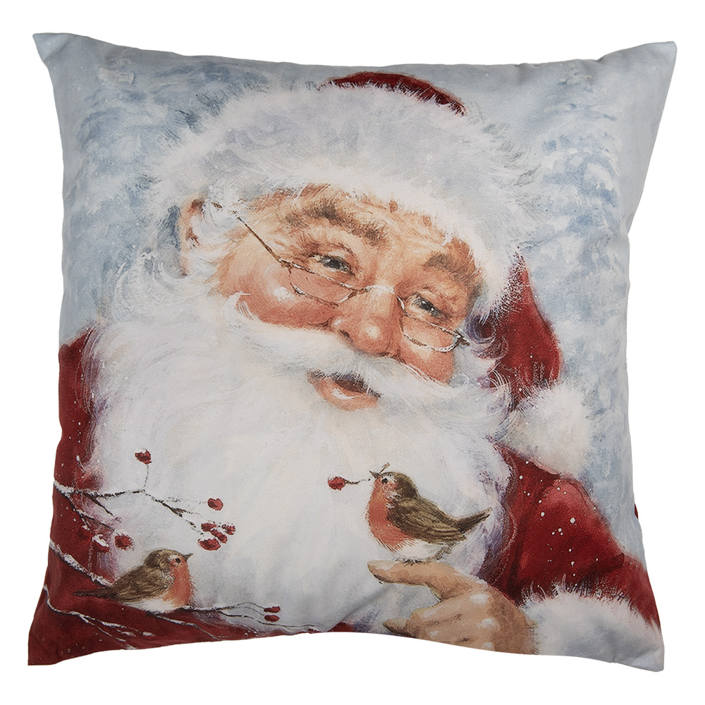 Clayre & Eef   | Kussenhoes Grijs Rood 45x45 cm | KT021.406