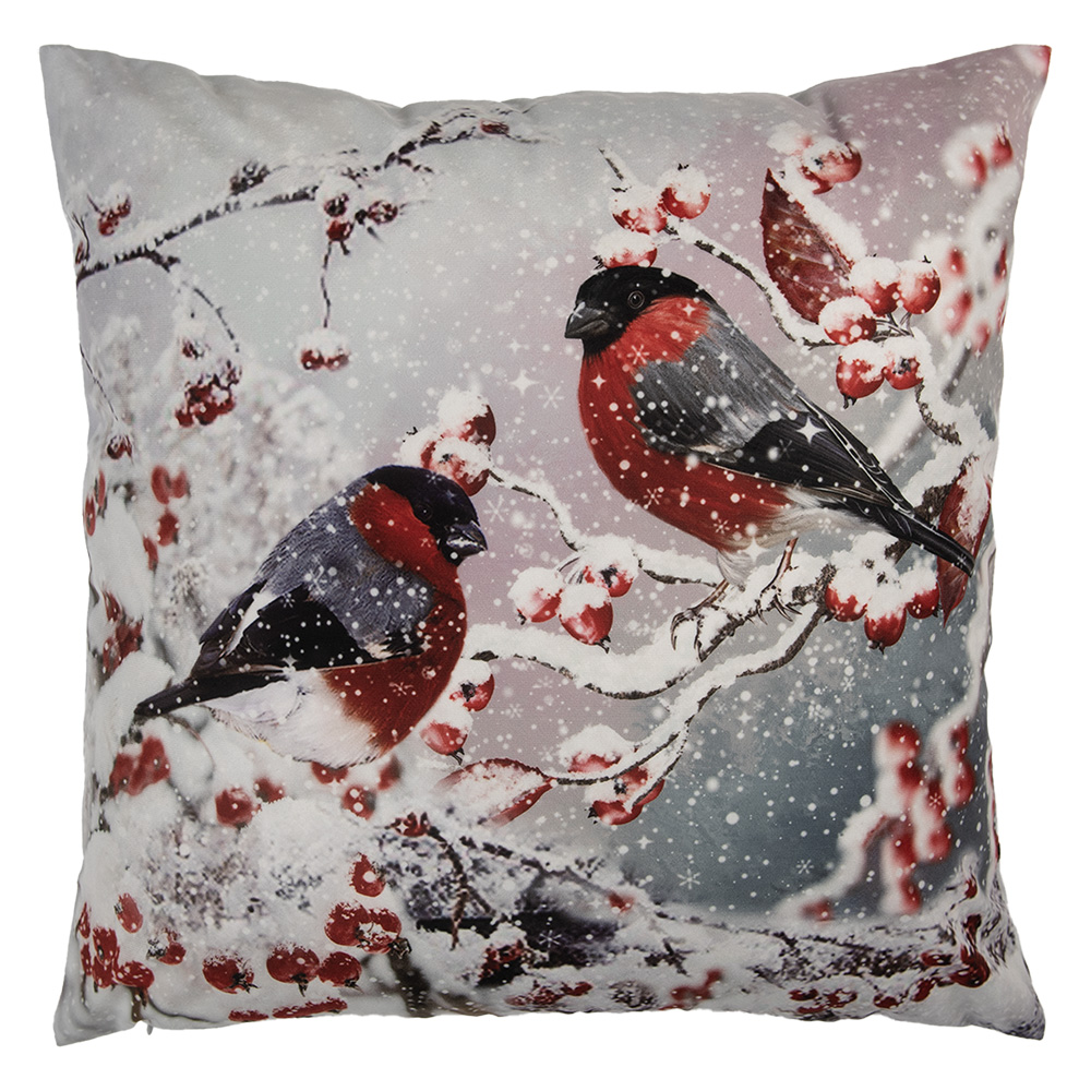 Clayre & Eef   | Kussenhoes Grijs Rood 45x45 cm | KT021.413