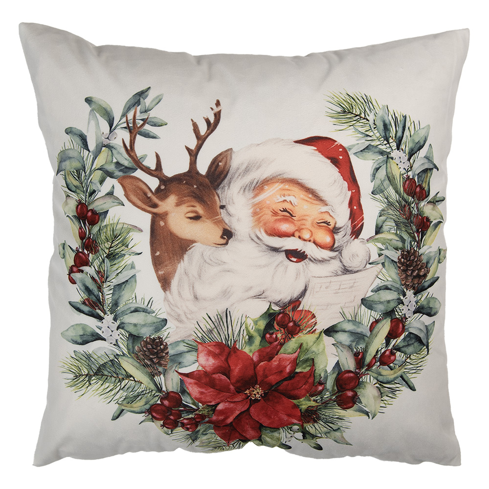 Clayre & Eef   | Kussenhoes Wit Rood 45x45 cm | KT021.420
