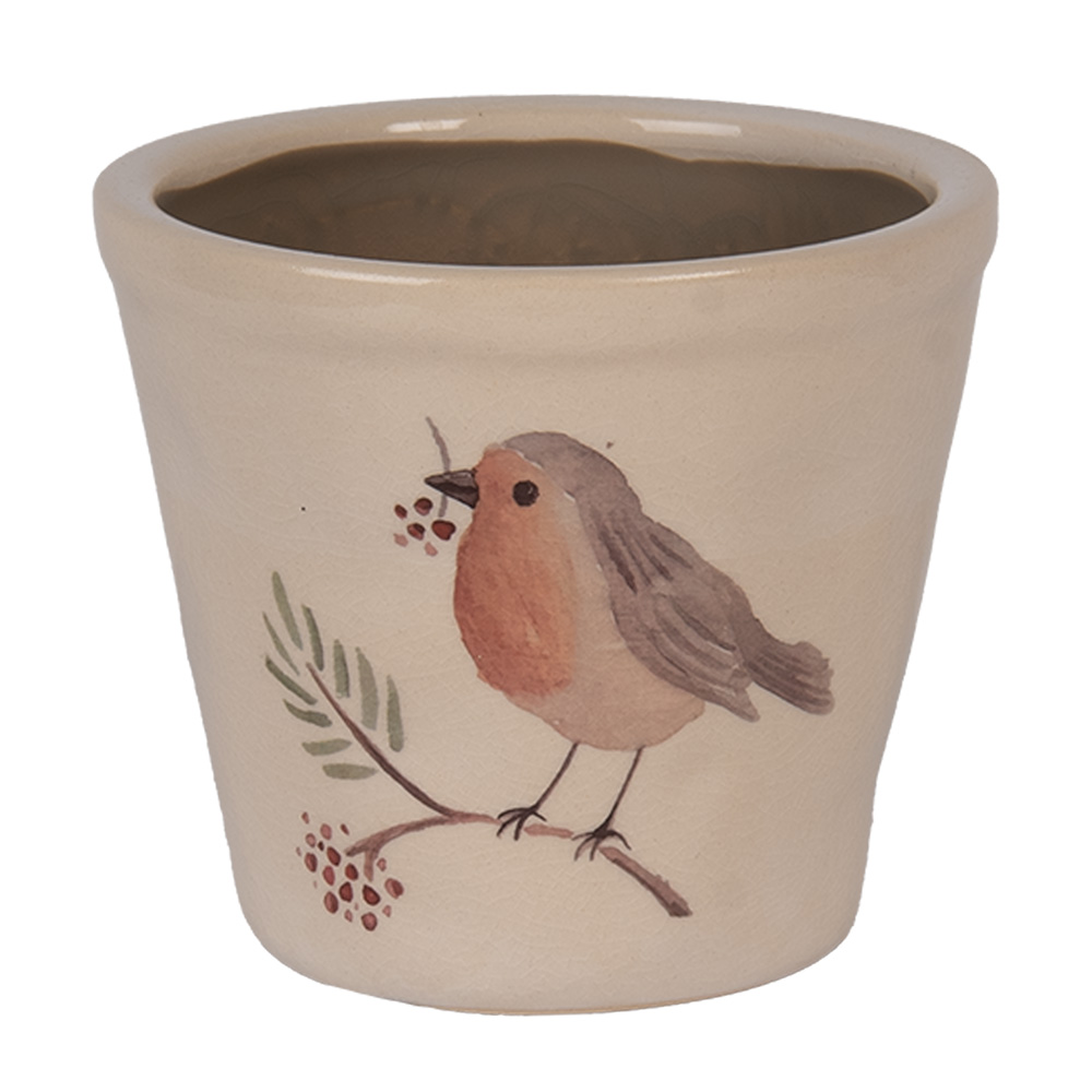 Clayre & Eef   | Bloempot Binnen Beige Bruin &oslash; 12x11 cm | 6CEVGP0001S