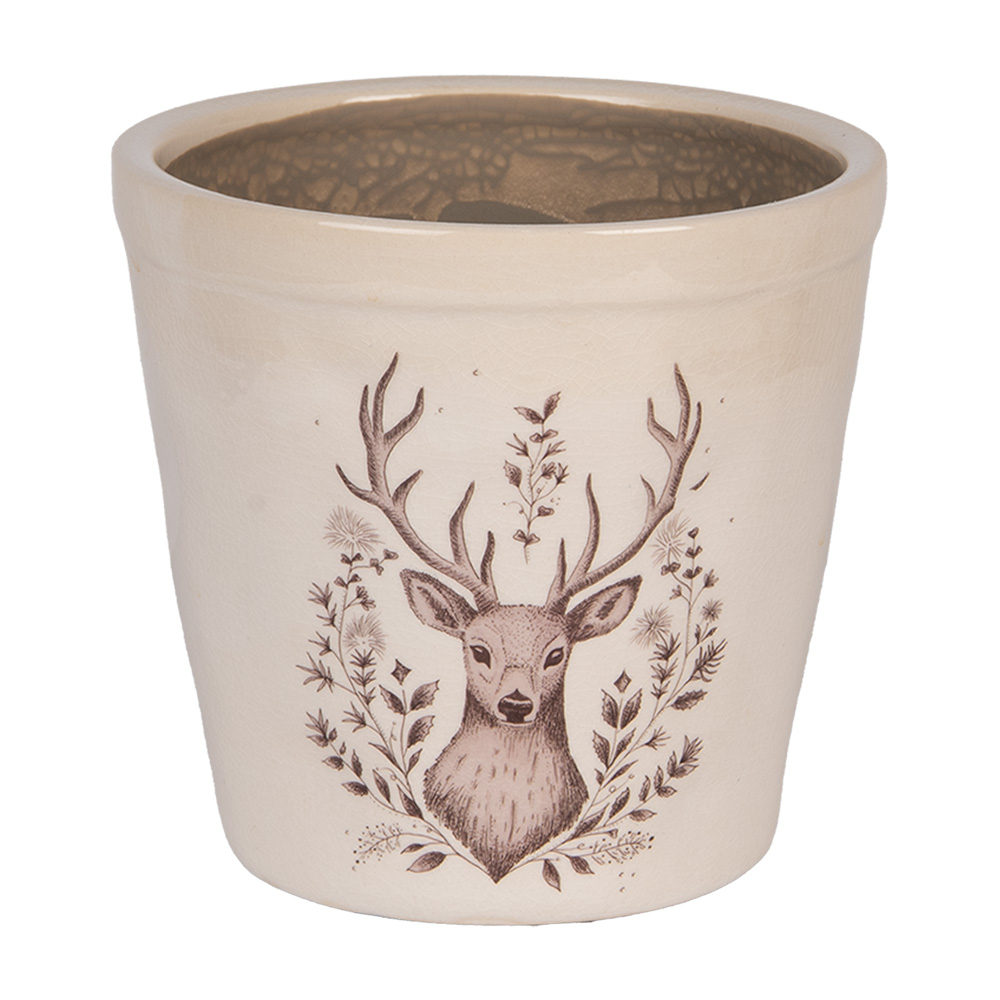 Clayre & Eef   | Bloempot Binnen Beige Bruin &oslash; 15x14 cm | 6CEGTW0001M