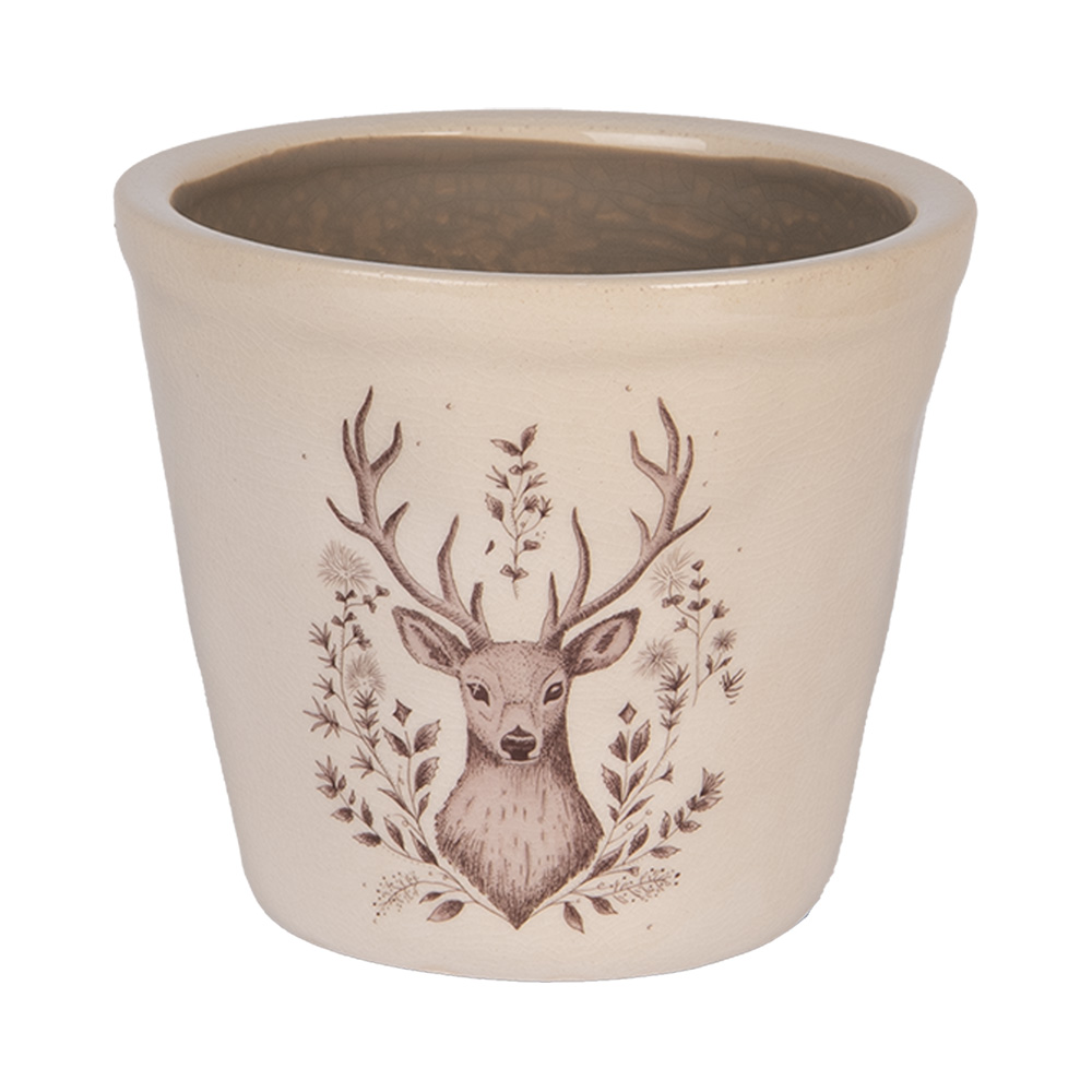 Clayre & Eef   | Bloempot Binnen Beige Bruin &oslash; 12x11 cm | 6CEGTW0001S