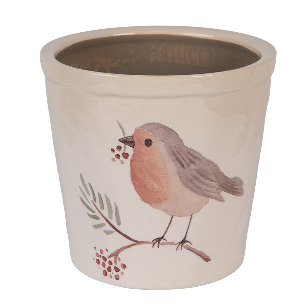 Clayre & Eef   | Bloempot Binnen Beige Bruin &oslash; 17x16 cm | 6CEVGP0001L