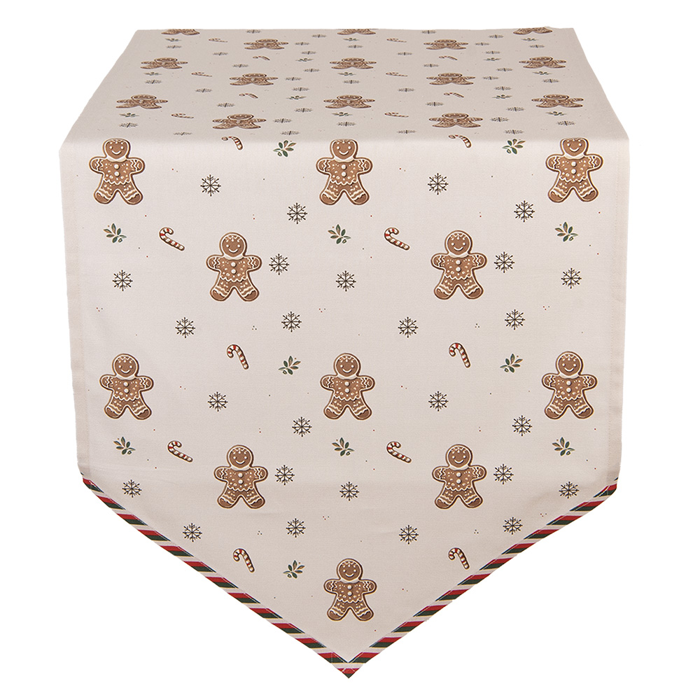 Clayre & Eef   | Tafelloper Beige Bruin 50x160 cm | CGM65