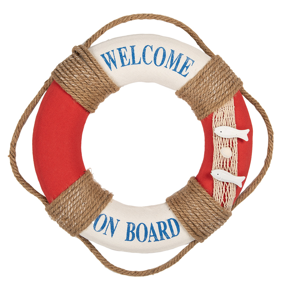 Clayre & Eef   | Decoratie Reddingsboei Wit Rood ø 37x7 cm | 66069