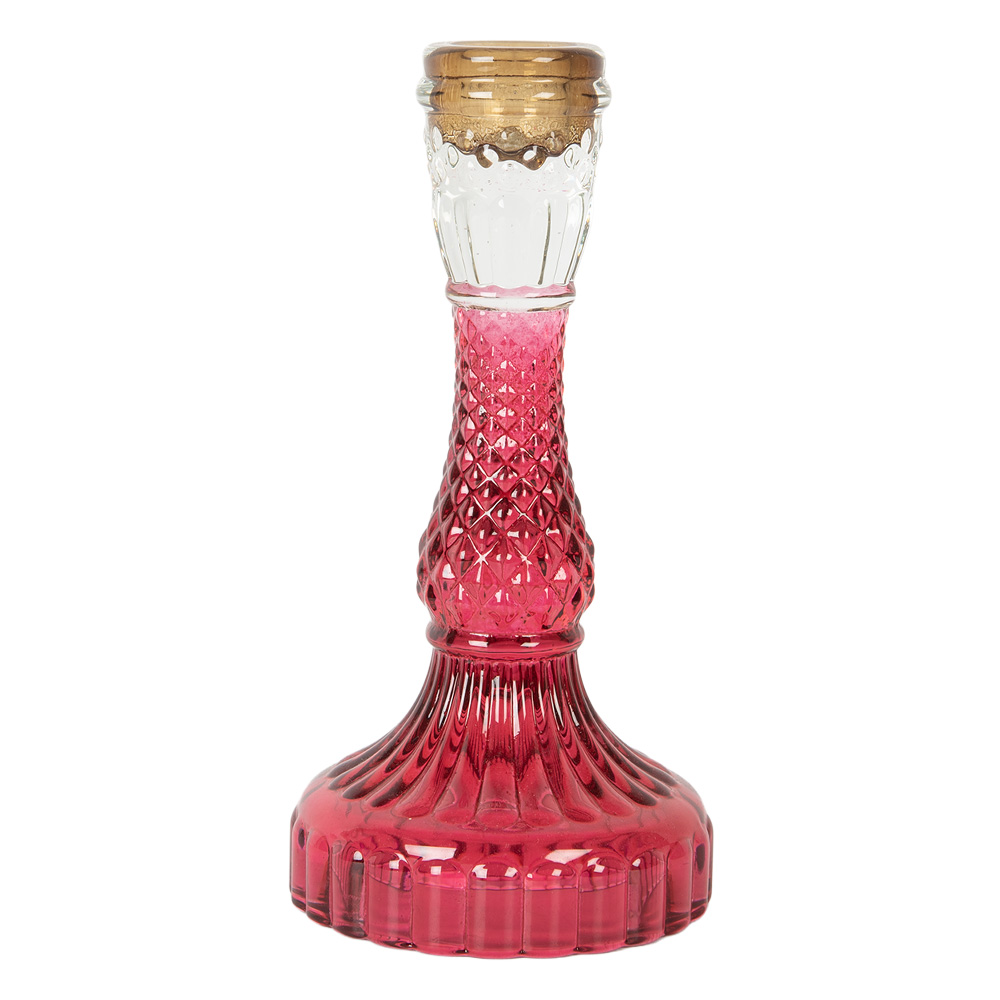 Clayre & Eef   | Kandelaar Roze &oslash; 9x17 cm | 6GL5345