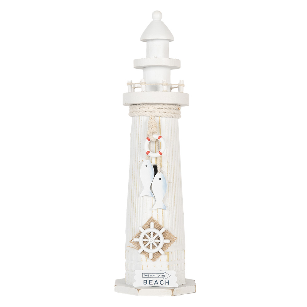 Clayre & Eef   | Decoratie Vuurtoren Wit &oslash; 10x32 cm | 6H2413