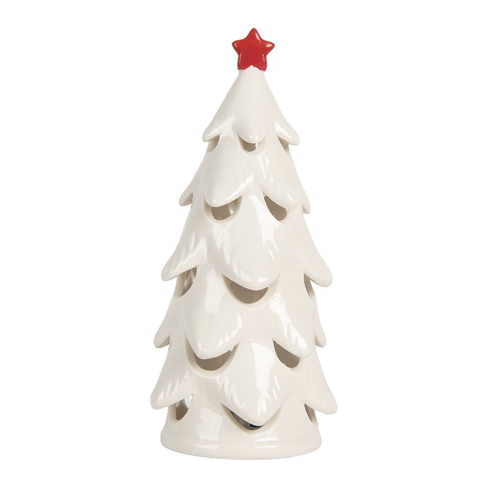 Clayre & Eef   | Decoratie Kertboom met LED Wit Rood ø 9x19 cm | 6CE2178S