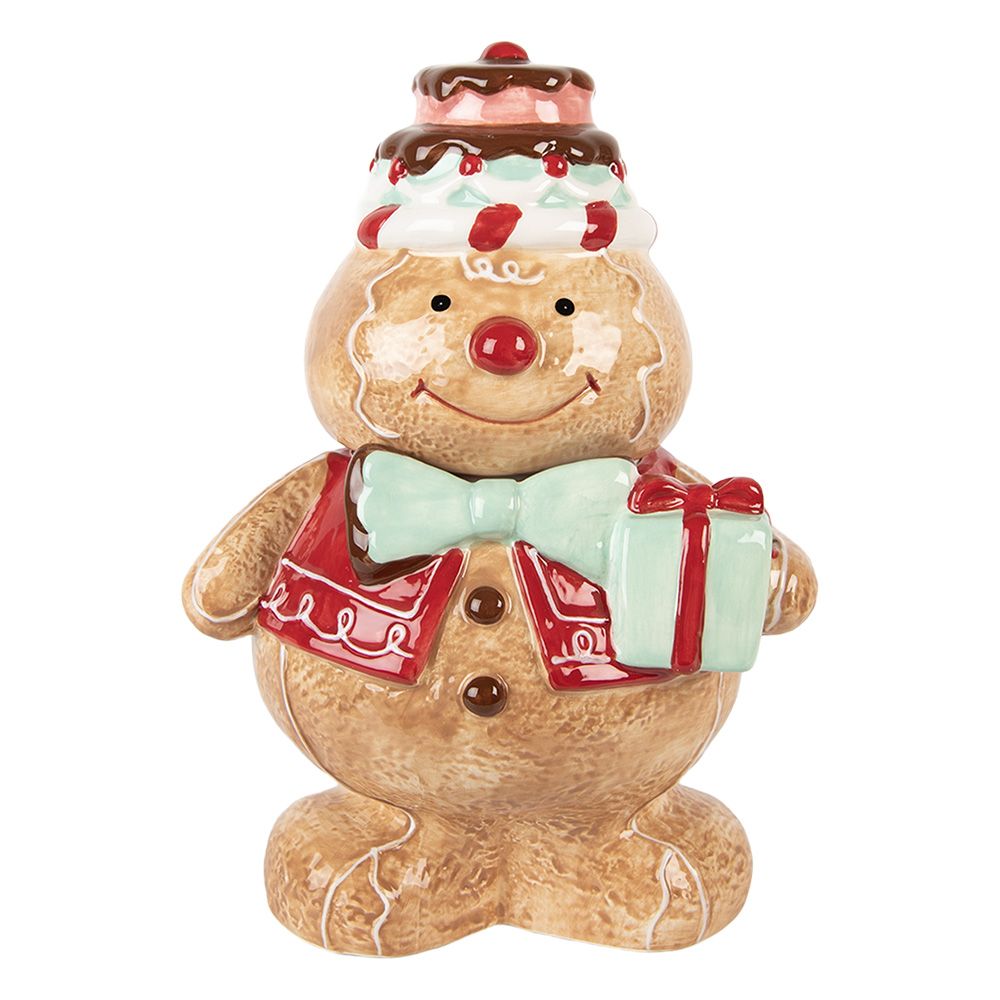 Clayre & Eef   | Voorraadpot Deksel Bruin Rood 17x14x24 cm | 6CE2214