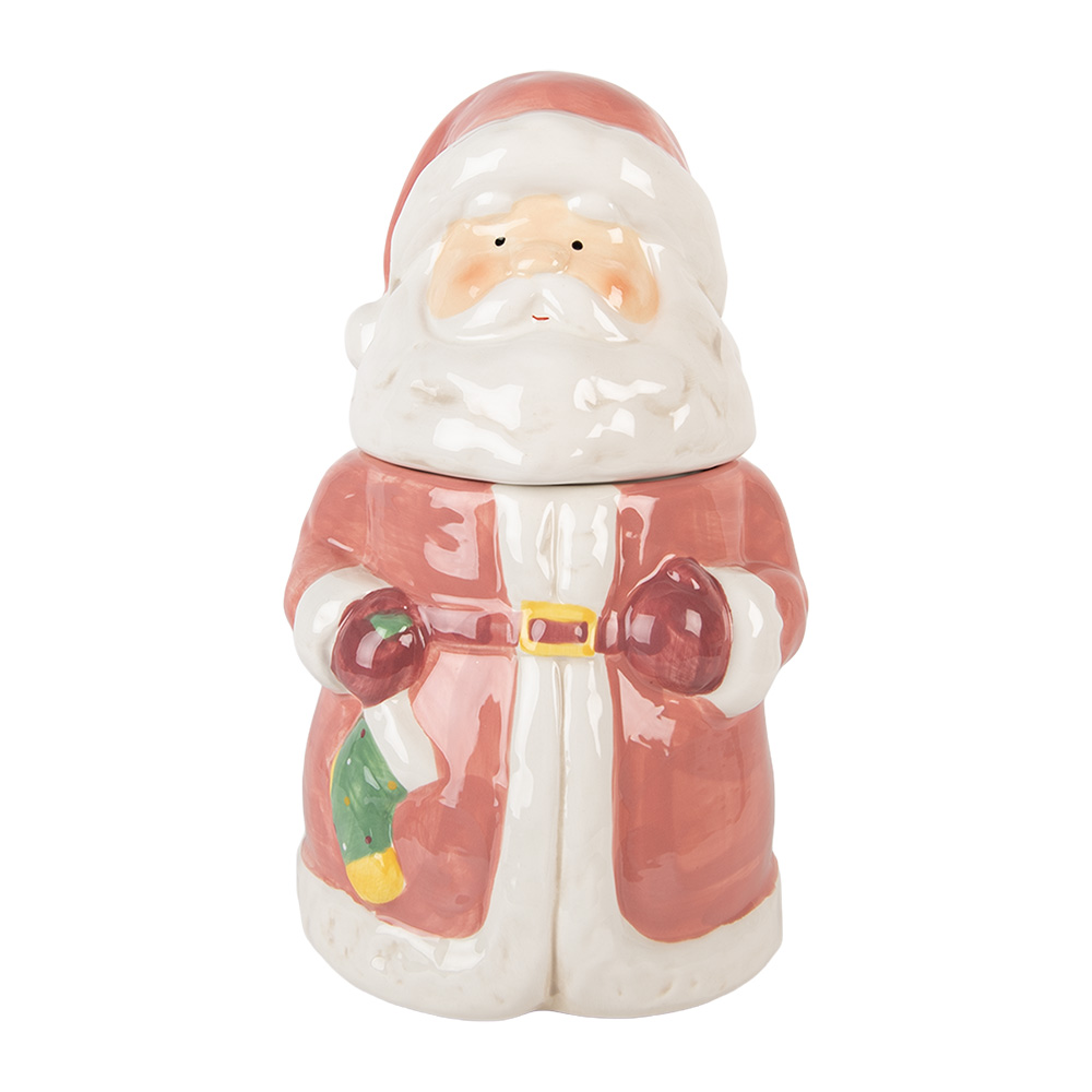 Clayre & Eef   | Voorraadpot Deksel Roze Wit ø 15x26 cm | 6CE2215