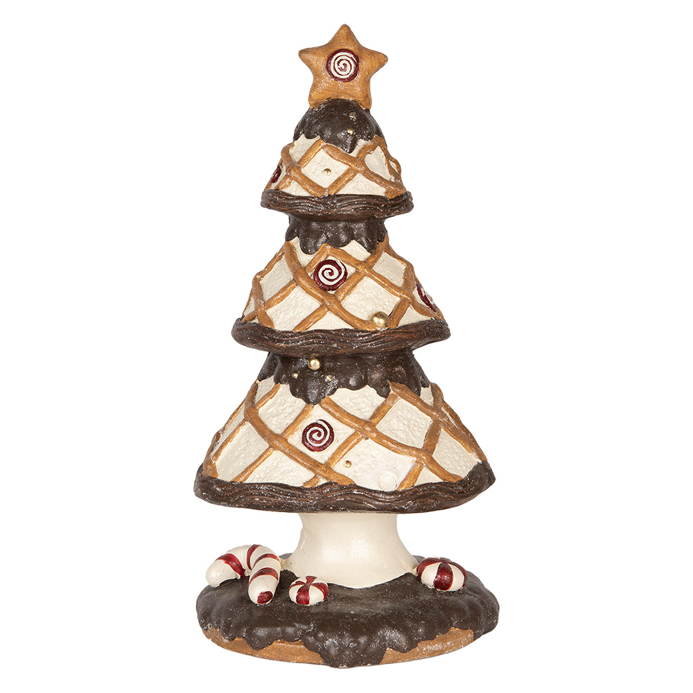 Clayre & Eef   | Kerstdecoratie Kerstboom Bruin Wit ø 22x43 cm | 6MG0146