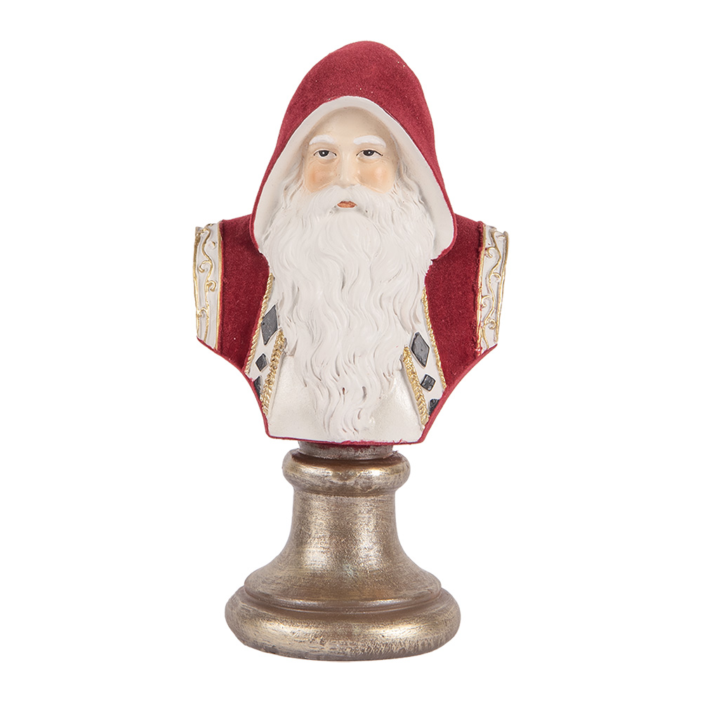 Clayre & Eef   | Kerstdecoratie Kerstman Rood Wit 10x9x19 cm | 6PR5538