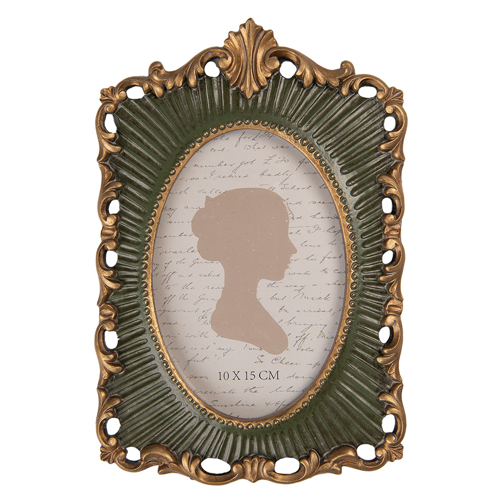 Clayre & Eef   | Fotolijst Groen Goudkleurig 15x2x23 cm / 10x15 cm | 2F1241