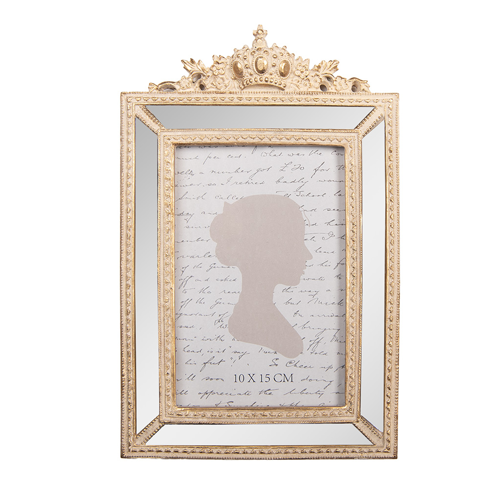 Clayre & Eef   | Fotolijst Goudkleurig Beige 15x2x23 cm / 10x15 cm | 2F1324
