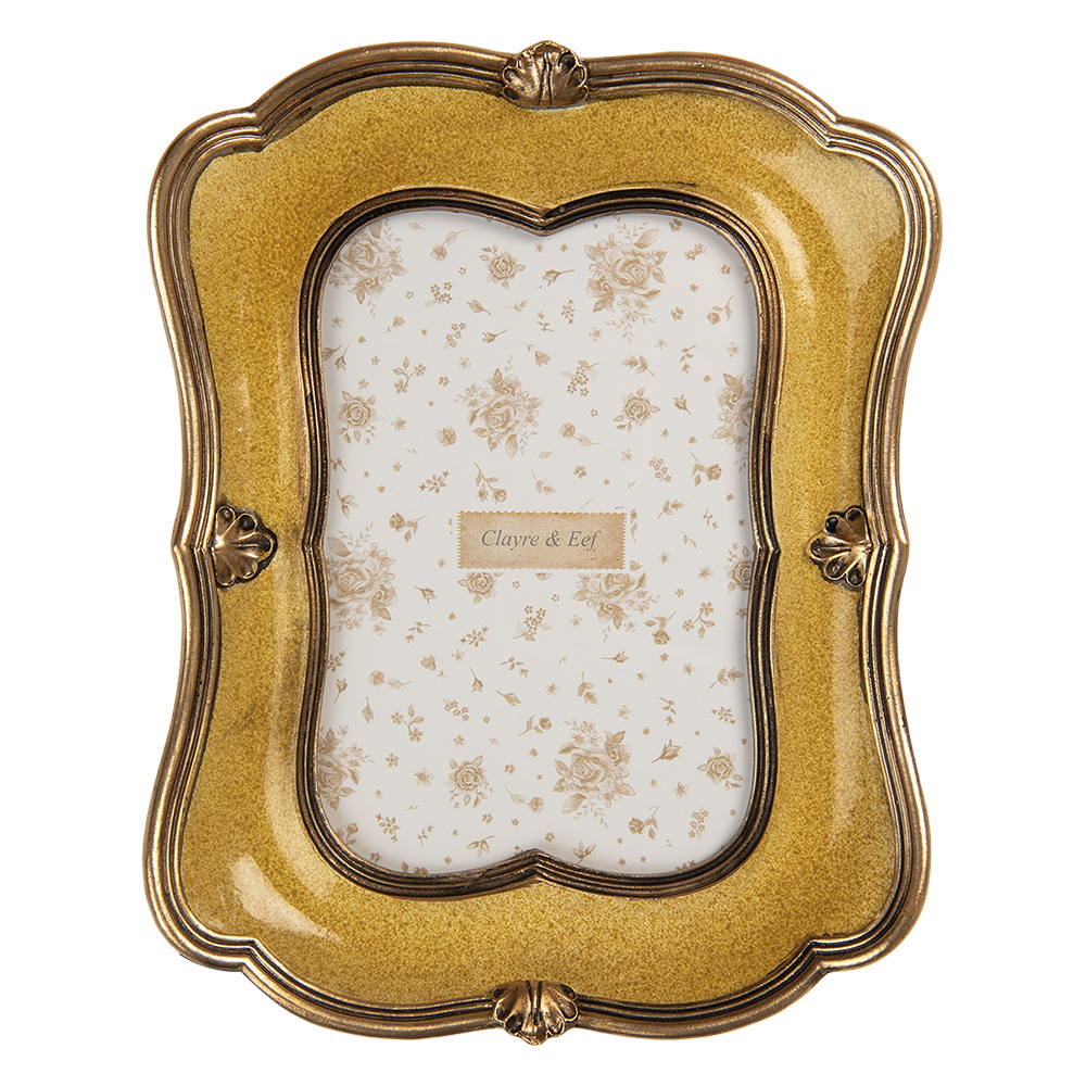 Clayre & Eef   | Fotolijst Goudkleurig Bruin 17x3x21 cm / 10x15 cm | 2F1346