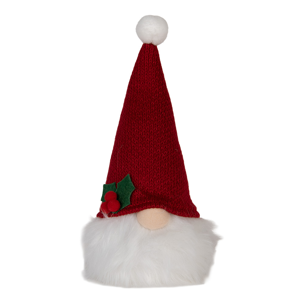 Clayre & Eef   | Decoratie Beeld Kabouter met LED Rood Wit 10x10x25 cm / 3xAA | 66333