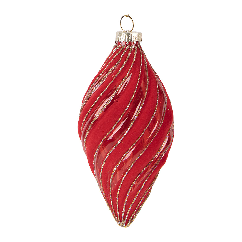 Clayre & Eef   | Kerstbal Rood ø 7x13 cm | 6GL5099