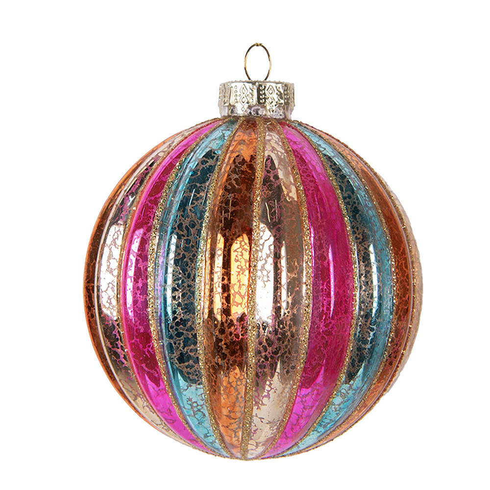 Clayre & Eef   | Kerstbal Meerkleurig ø 10x11 cm | 6GL5176