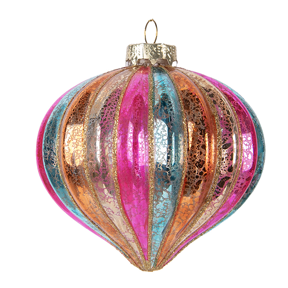 Clayre & Eef   | Kerstbal Meerkleurig ø 10x10 cm | 6GL5177