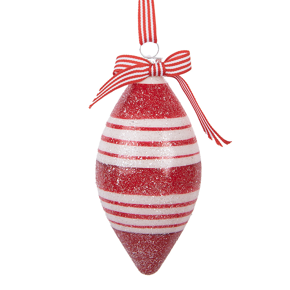 Clayre & Eef   | Kerstbal Rood Wit ø 6x13 cm | 6GL5181