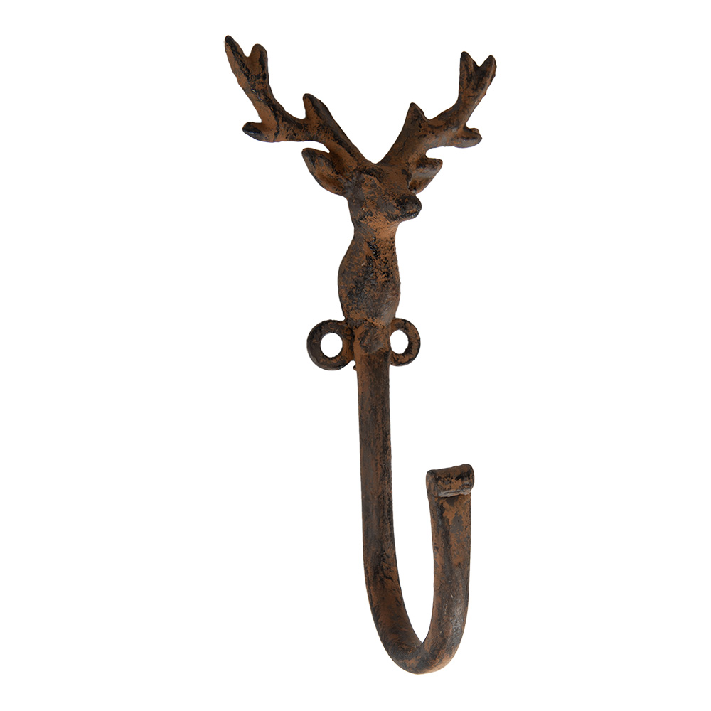 Clayre & Eef   | Wandhaak Bruin 8x6x16 cm | 6Y5947