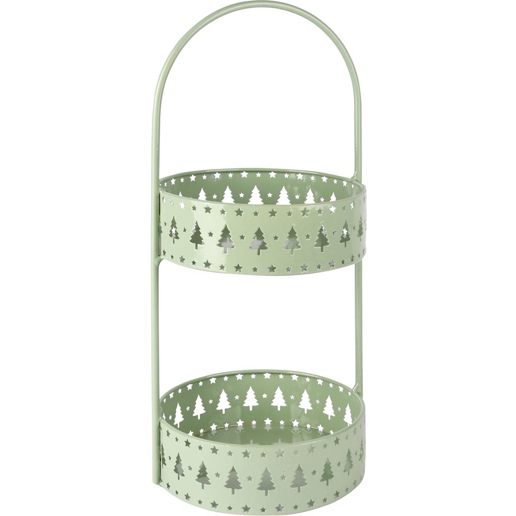 Dekoratief | Pi?ce-mont?e m/boompjes, groen, metaal, 17x16x38cm | A255388