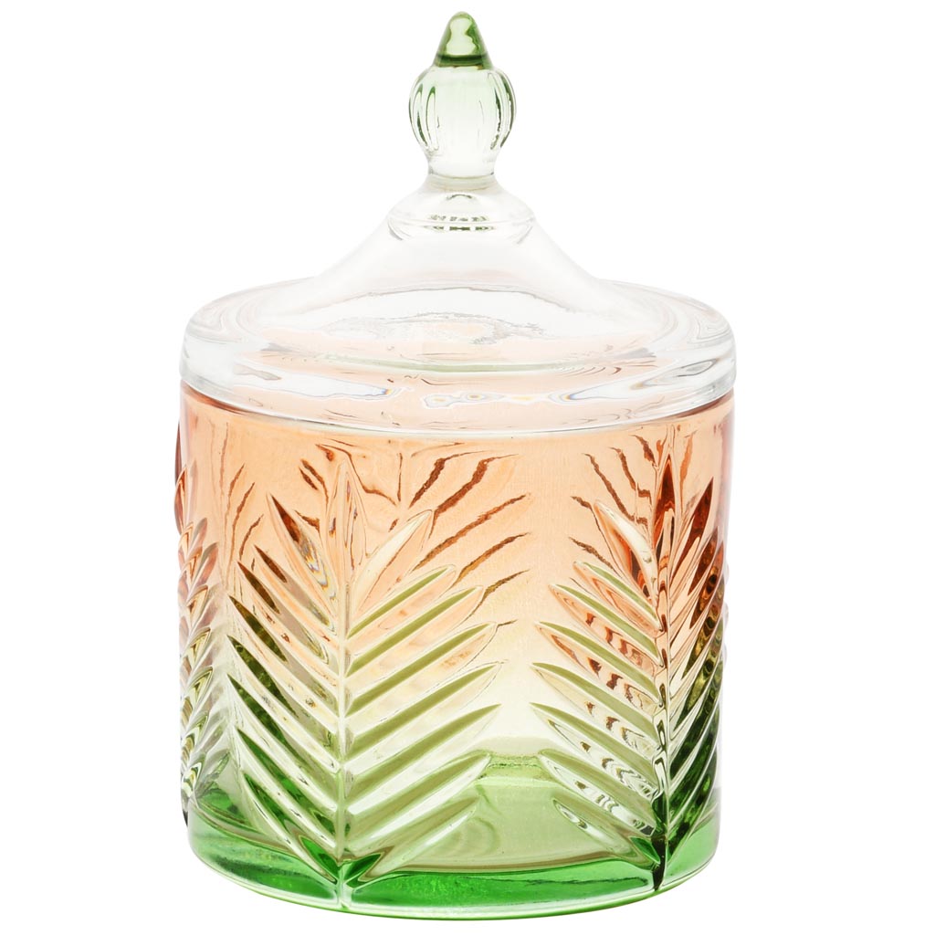 Dekoratief | Bonbonni?re, oranje/groen, glas, 10x10x16cm | A255540