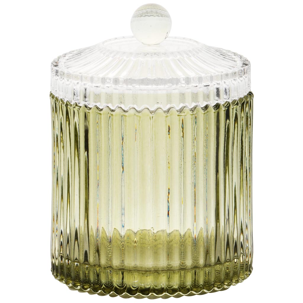 Dekoratief | Bonbonni?re, groen/transparant, glas, 11x11x15cm | A255543