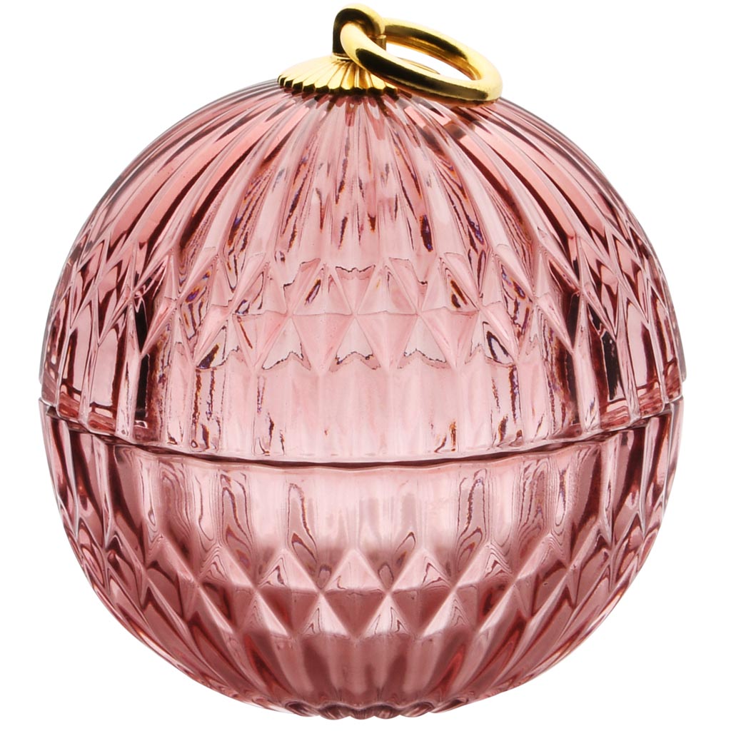 Dekoratief | Bonbonni?re, roze/goud/transparant, glas, 11x11x12cm | A255991