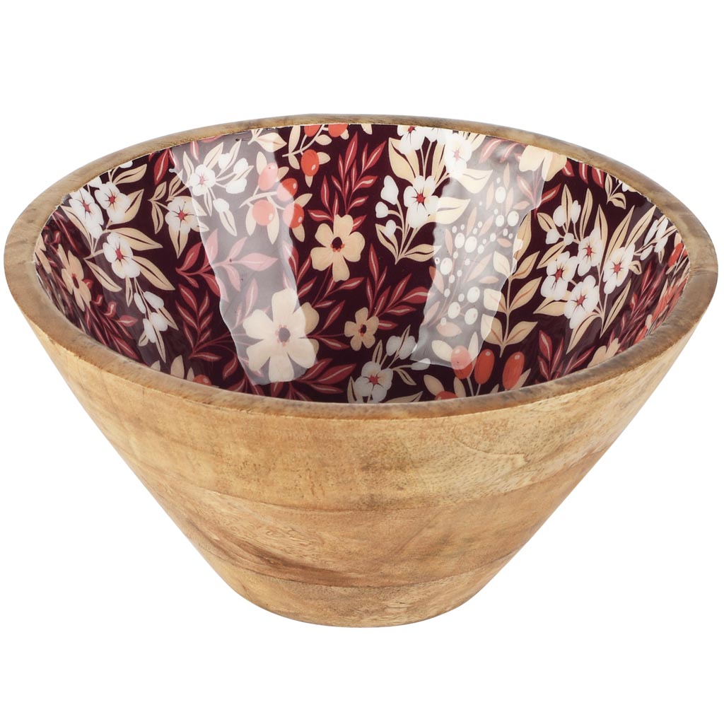 Dekoratief | Bowl 'Retro Flower', hout/email, 20x20x10cm | A258030