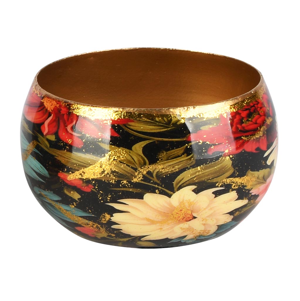 Dekoratief | Theelichthouder 'Botanical Beauty', metaal, 9x9x6cm | A258051