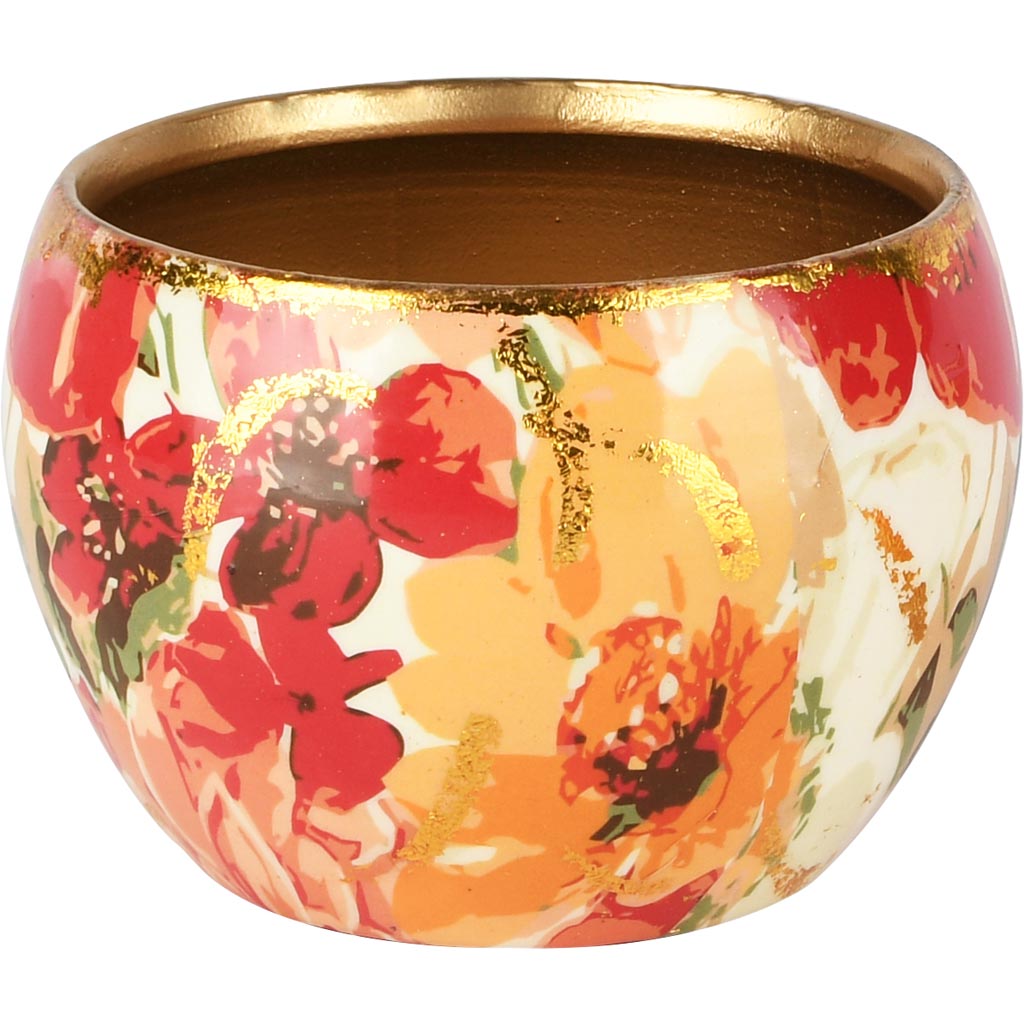 Dekoratief | Theelichthouder 'Splendid Flowers', metaal, 12x12x8cm | A258052