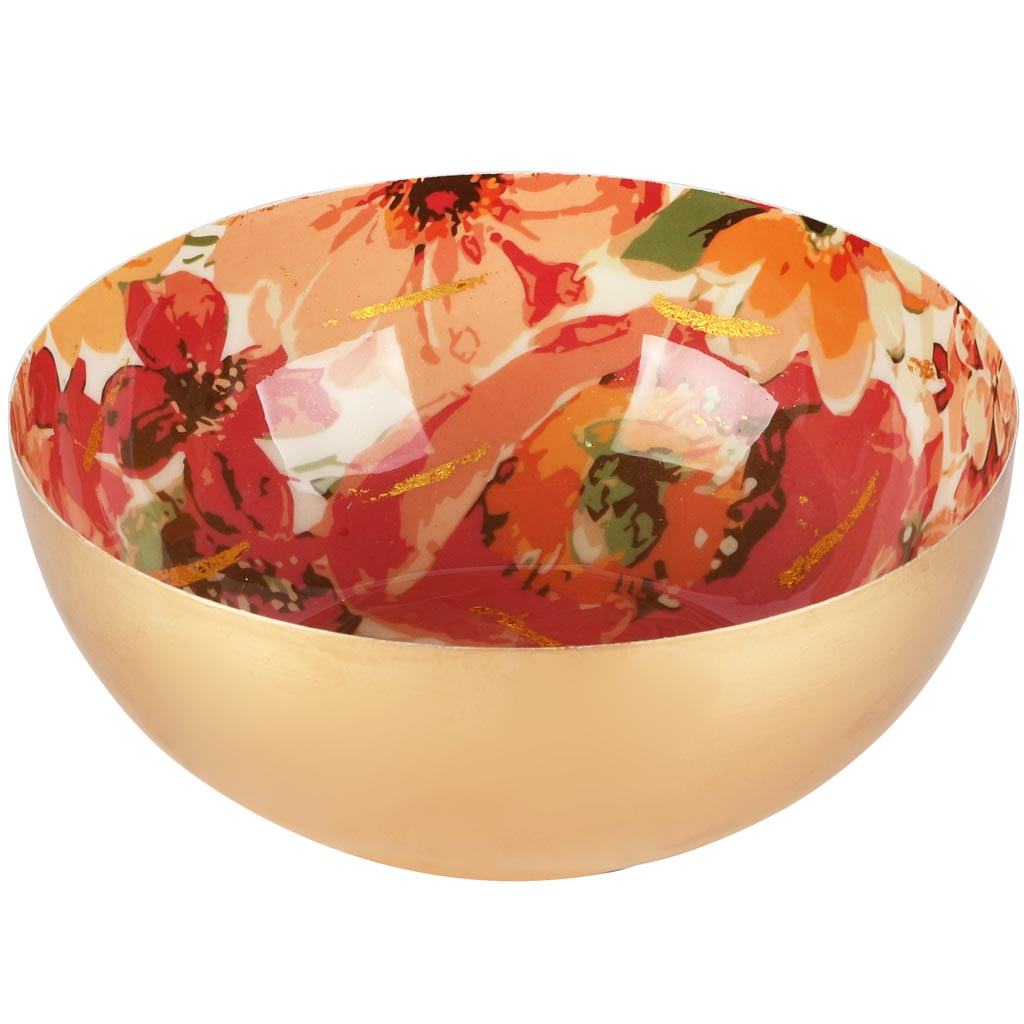 Dekoratief | Bowl 'Splendid Flowers', goud, metaal, 20x20x8cm | A258063