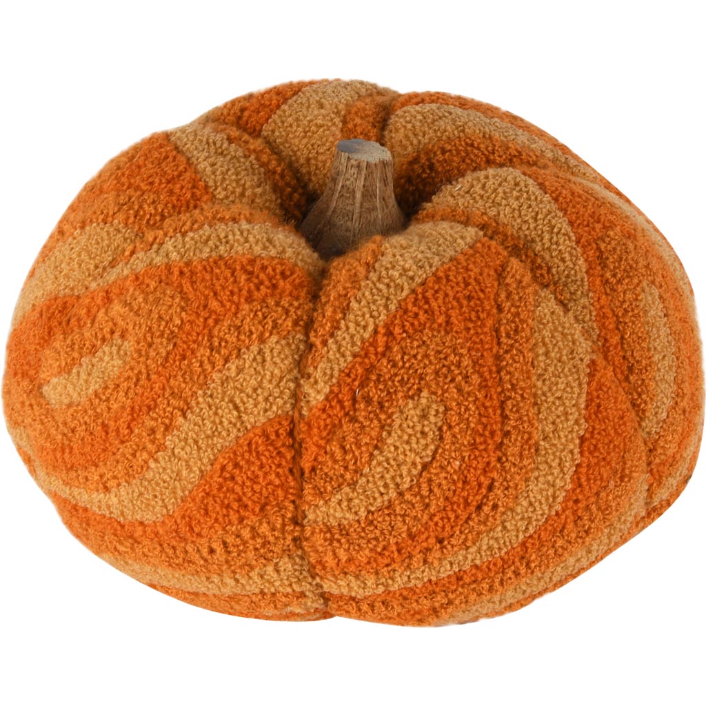 Dekoratief | Deco pompoen, oranje/naturel, stof/hout, 20x20x5cm | A258109