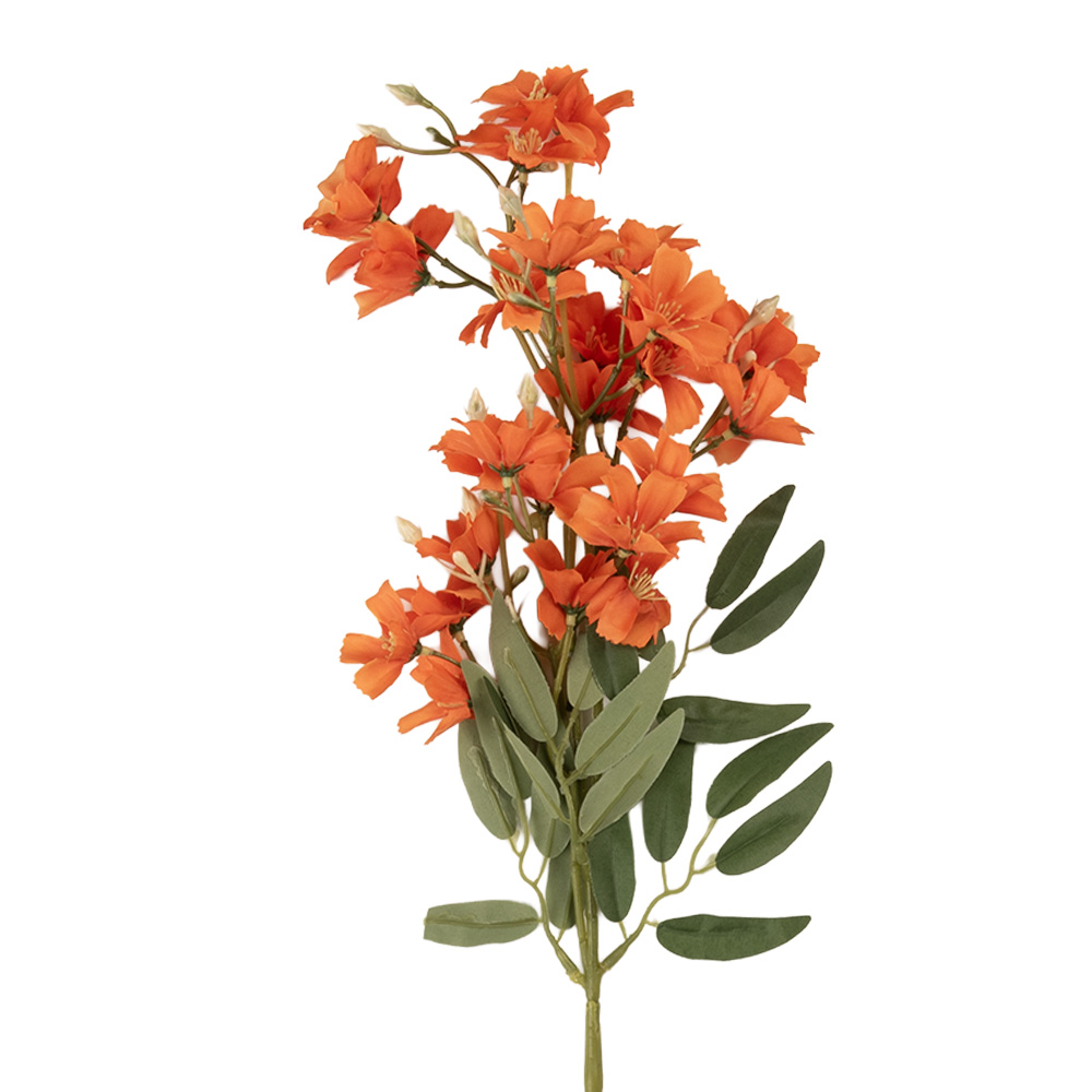 Clayre & Eef   | Decoratie tak met bloemen Oranje Groen 10x10x72 cm | 5PL0191O