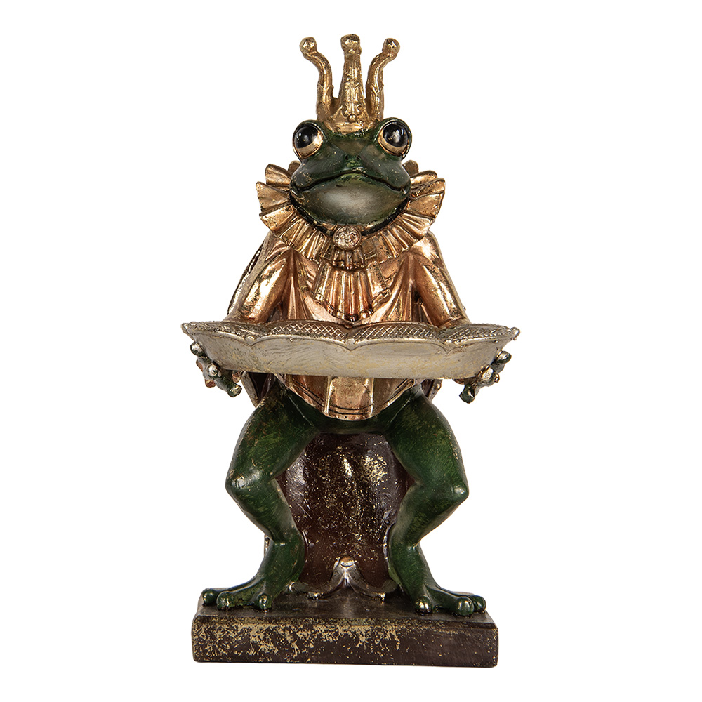 Clayre & Eef   | Decoratie Kikker Groen Goudkleurig 16x15x28 cm | 6PR5565