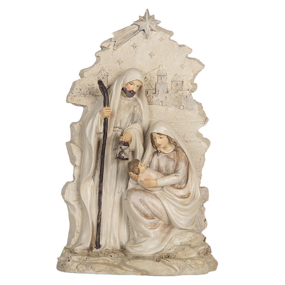 Clayre & Eef   | Kerstdecoratie Kerstgroep Beige Wit 15x7x24 cm | 6PR5923