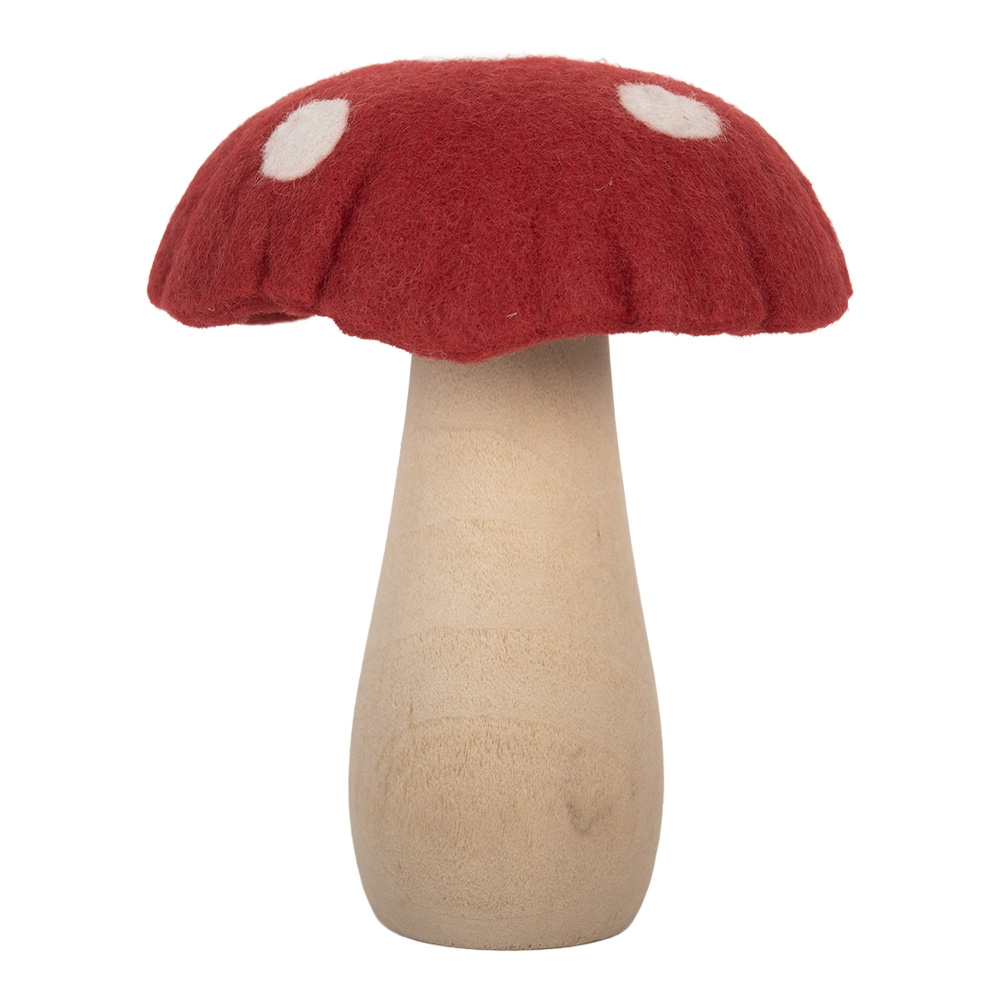 Clayre & Eef   | Vilten Paddenstoel Rood Bruin 12x12x15 cm | 66304