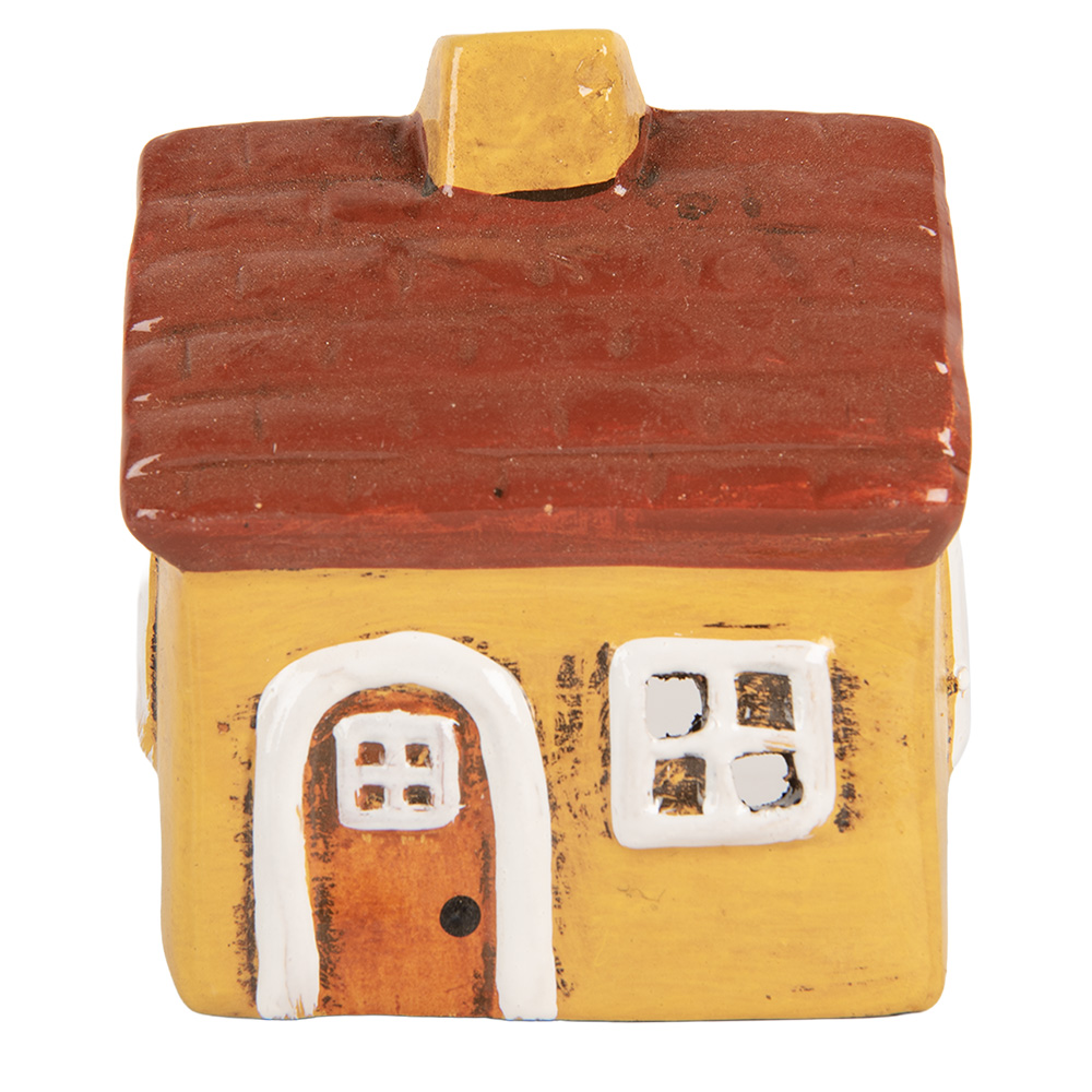 Clayre & Eef   | Decoratie Huisje Geel Rood 8x7x10 cm | 6CE2197