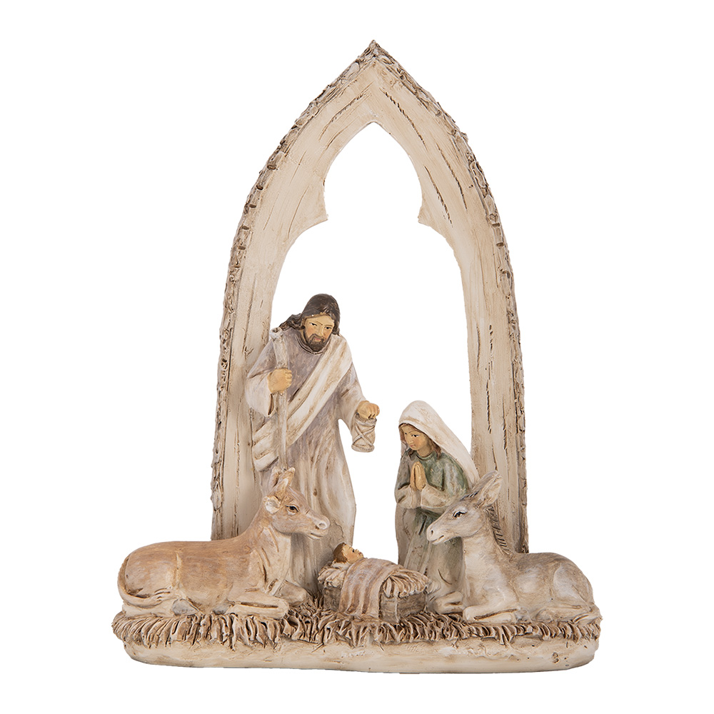 Clayre & Eef   | Kerstdecoratie Kerstgroep Beige Bruin 18x7x22 cm | 6PR5645