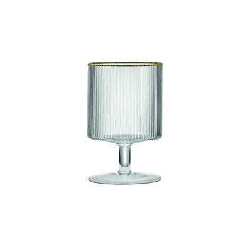 Dekoratief | Set 2 wijnglazen m/gouden rand, transparant, 280ml | A246123